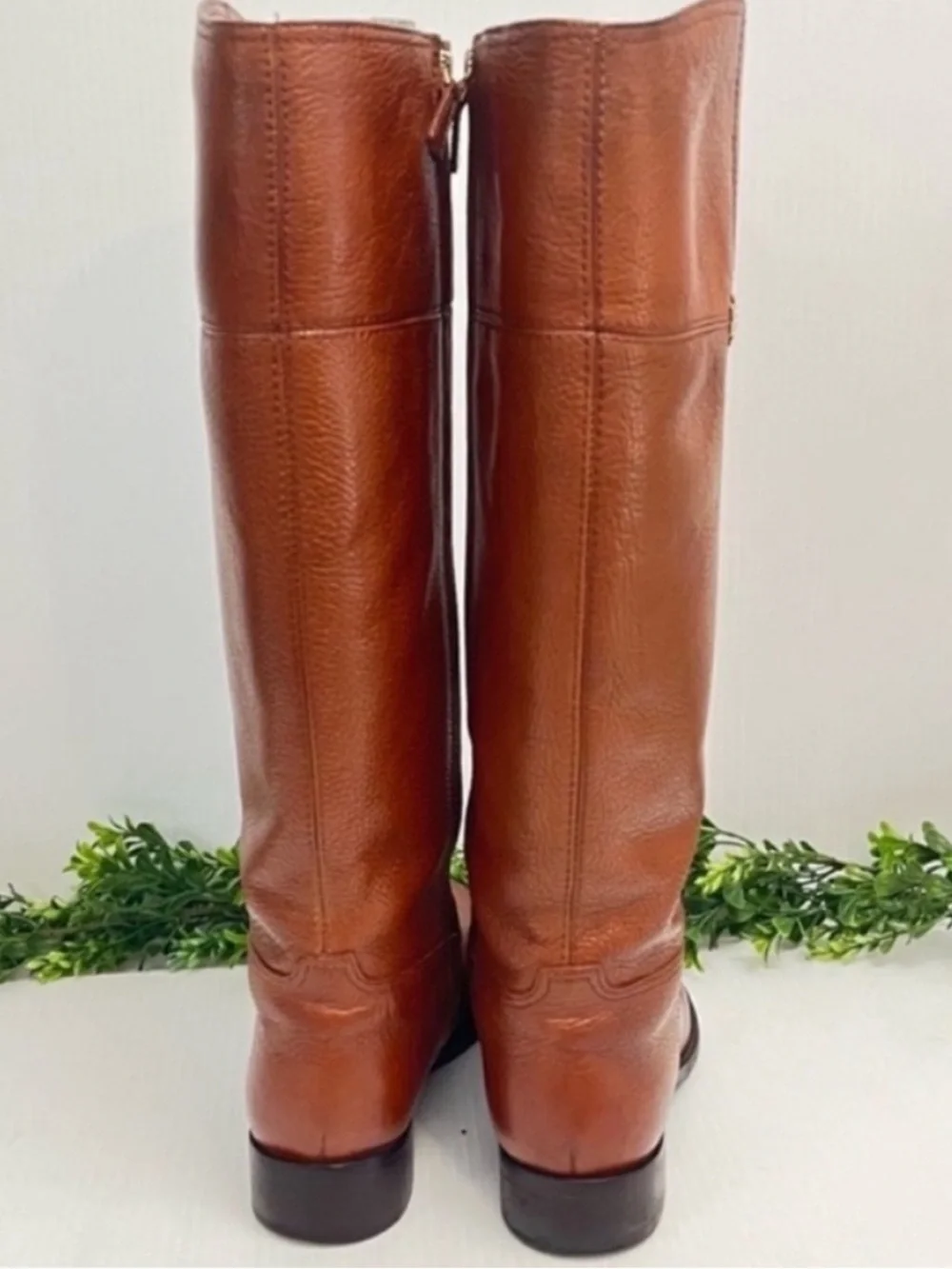 Tory Burch 'Jolie' Tall Riding Boots - Cognac Brown Leather Size 8.5